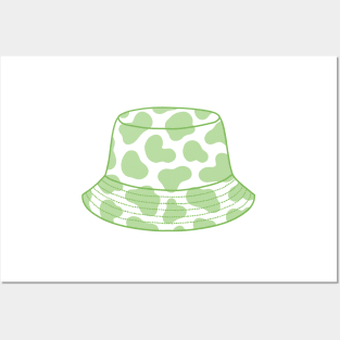 Pastel green cow print bucket hat Posters and Art